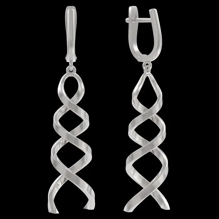 Серьги подвесные из серебра вид 1