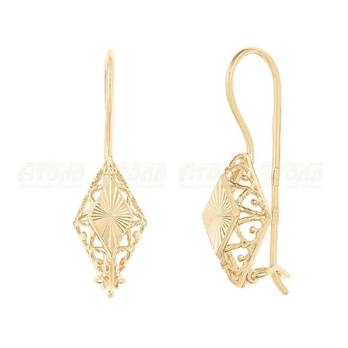 Серьги петельки из красного золота