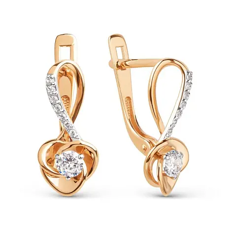 Серьги с английским замком из красного золота