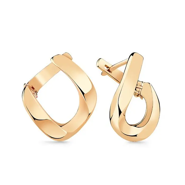 Серьги с английским замком из красного золота