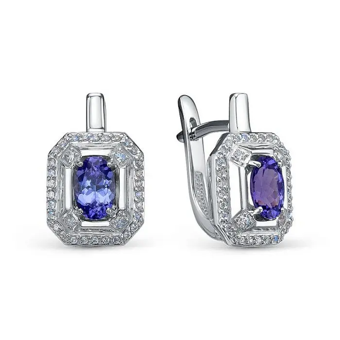 Серьги с английским замком из белого золота