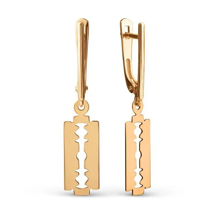 Серьги подвесные из красного золота