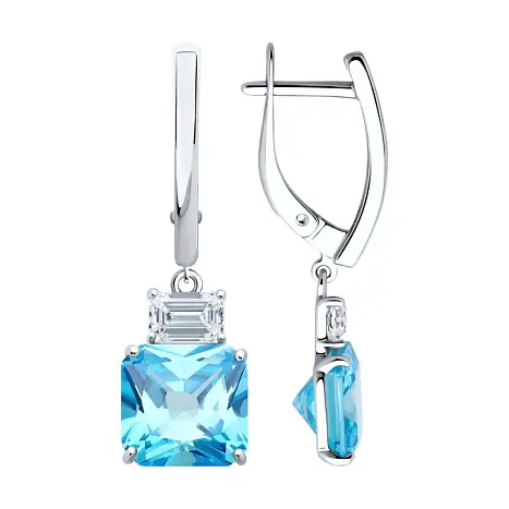 Серьги подвесные из серебра