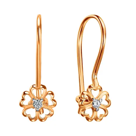 Серьги детские из красного золота