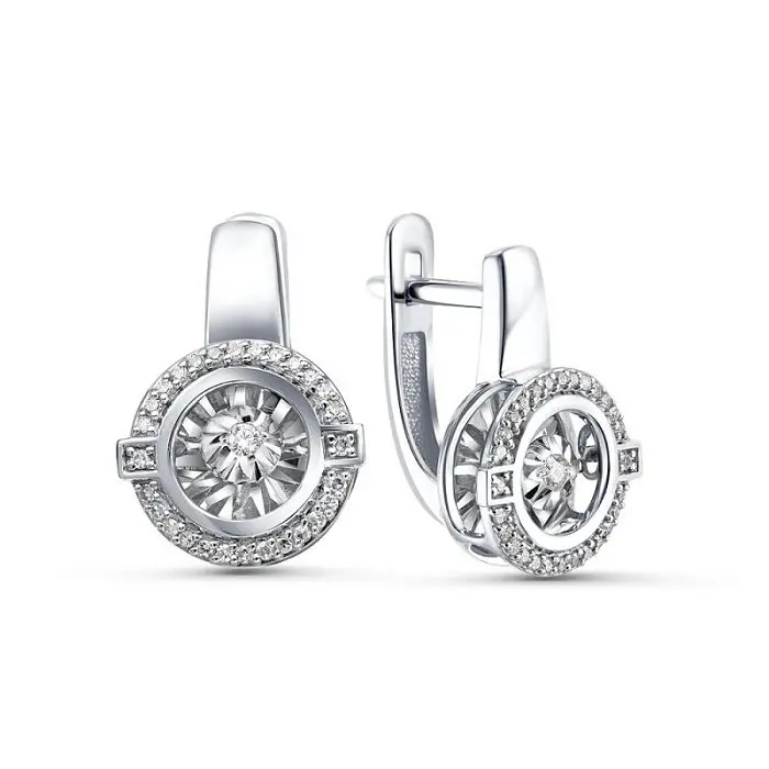 Серьги с английским замком из белого золота