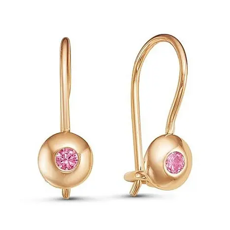 Серьги детские из красного золота
