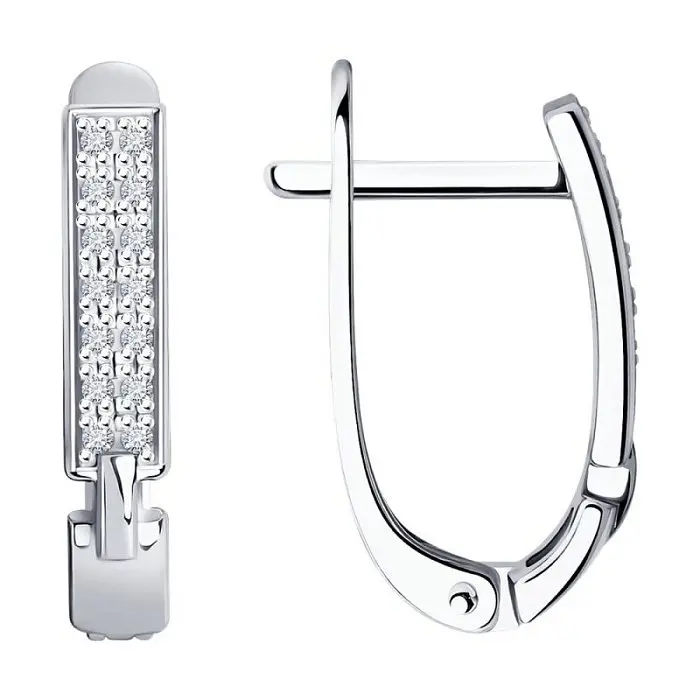 Серьги с английским замком из белого золота