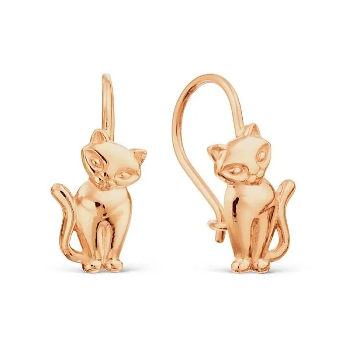 Серьги детские из красного золота