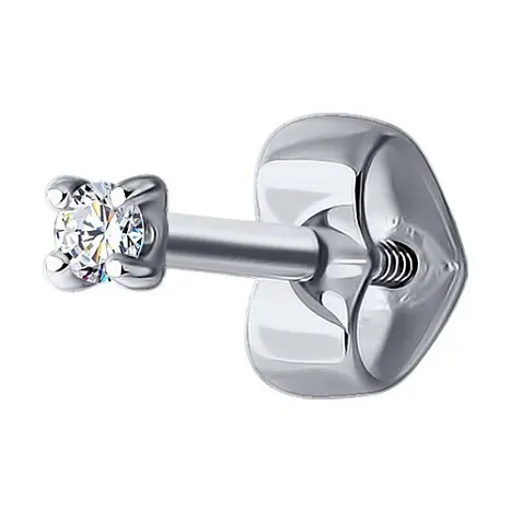 Серьги одиночные из белого золота