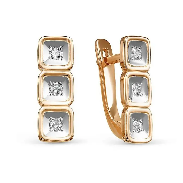 Серьги с английским замком из красного золота