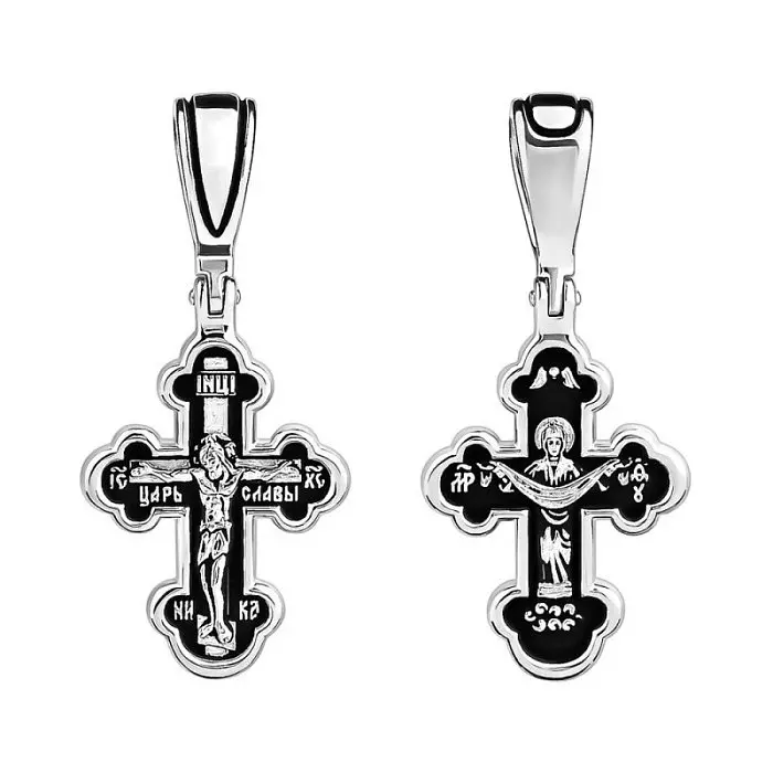 Подвеска крест из черного серебра