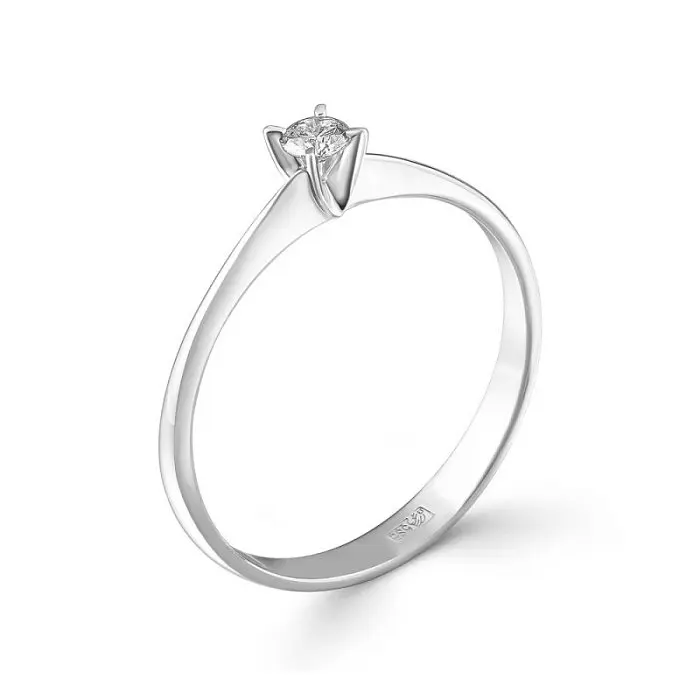 Кольцо помолвочное из белого золота