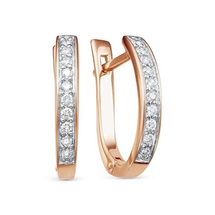 Серьги с английским замком из красного золота