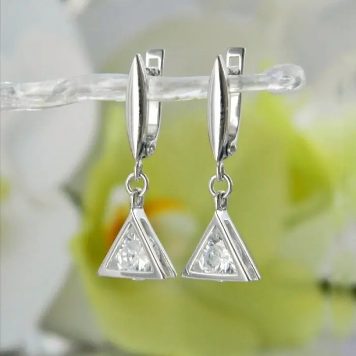 Серьги подвесные из серебра вид 1