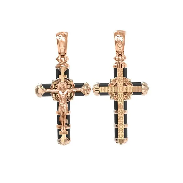 Подвеска крест из красного золота