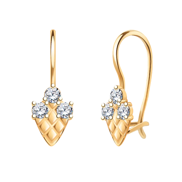 Серьги детские из красного золота