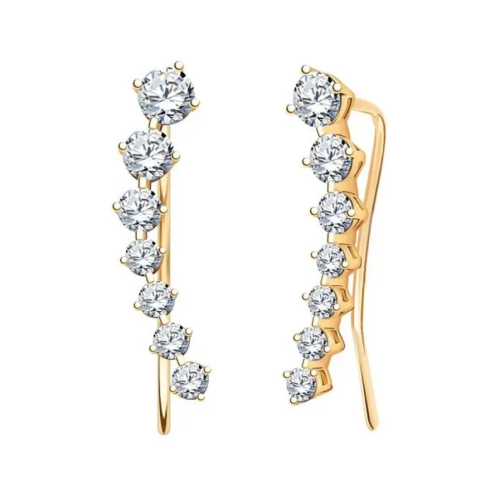 Серьги зажимы из красного золота