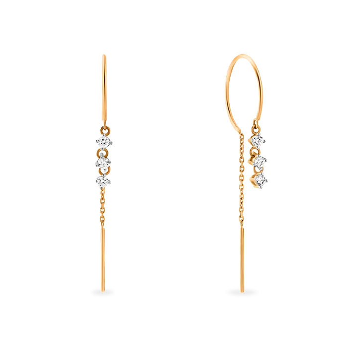 Серьги цепочки из красного золота