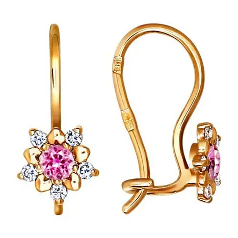 Серьги детские из красного золота