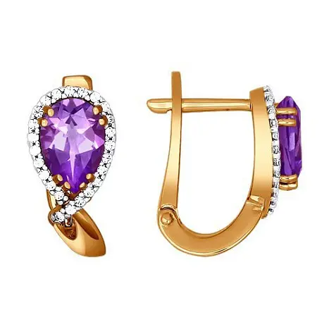 Серьги с английским замком из красного золота