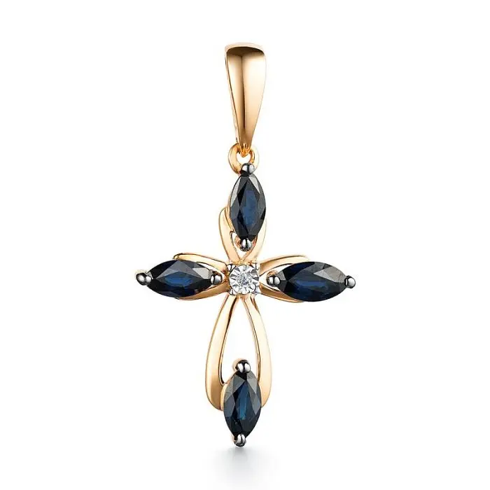 Подвеска декоративный крест из красного золота