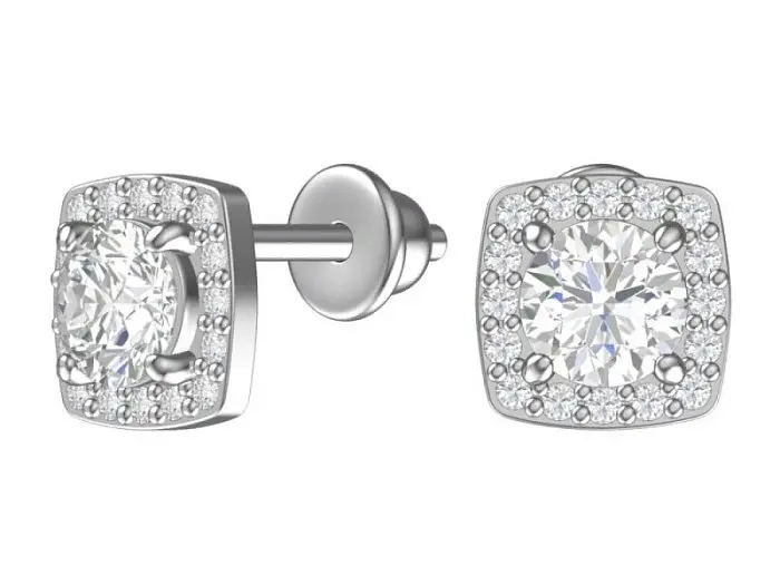 Серьги пуссеты из серебра вид 1