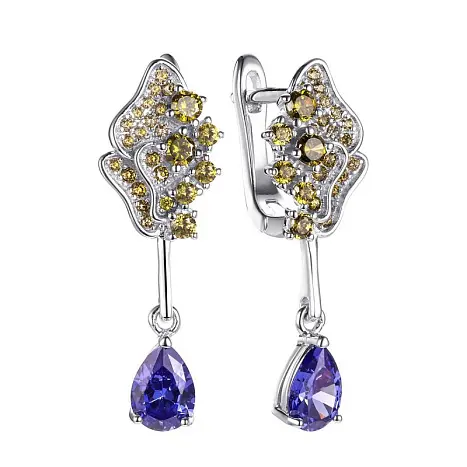 Серьги подвесные из серебра