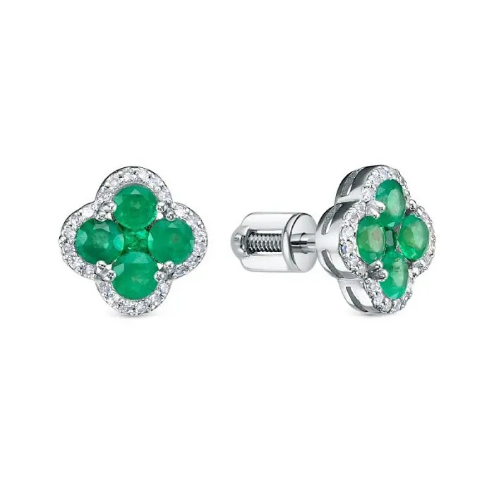 Серьги пуссеты из белого золота