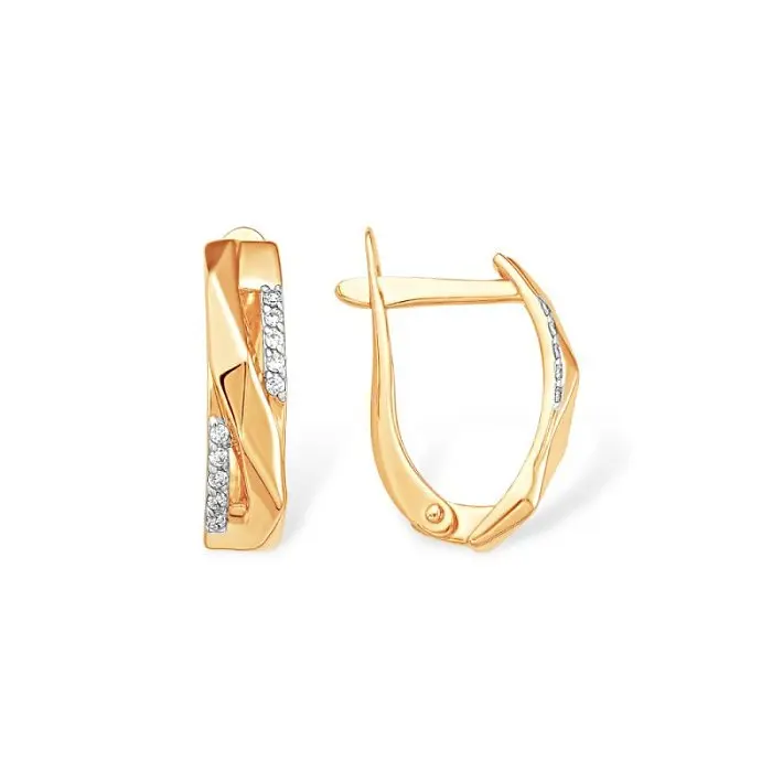 Серьги с английским замком из красного золота