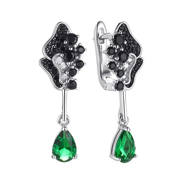 Серьги подвесные из серебра