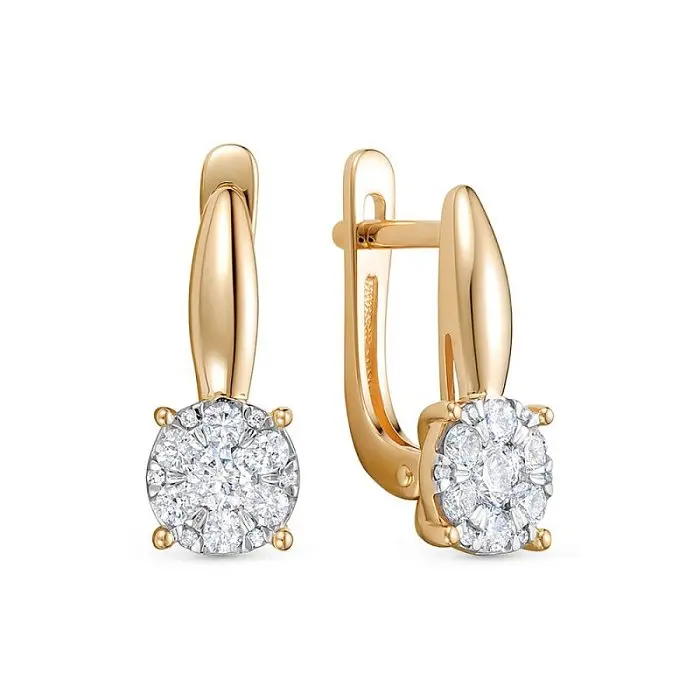 Серьги с английским замком из красного золота