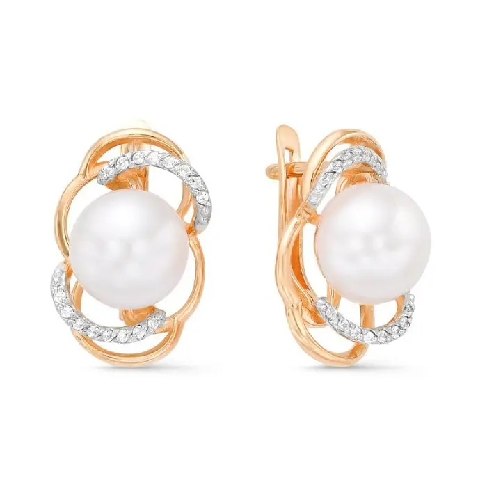 Серьги с английским замком из красного золота