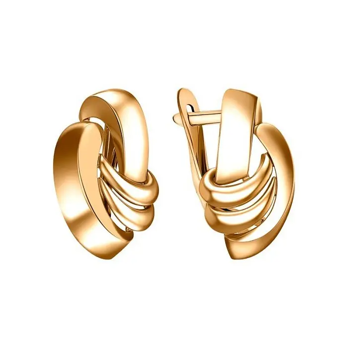 Серьги с английским замком из красного золота