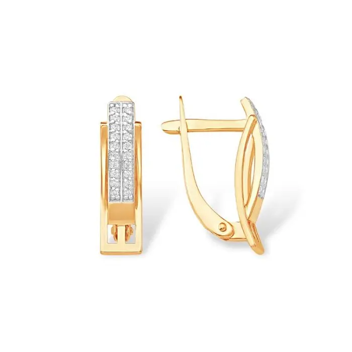 Серьги с английским замком из красного золота