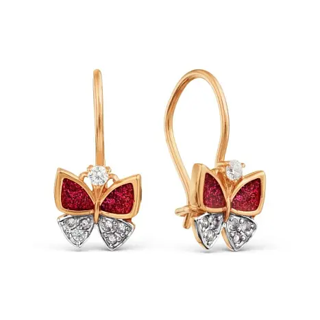 Серьги детские из комбинированного золота