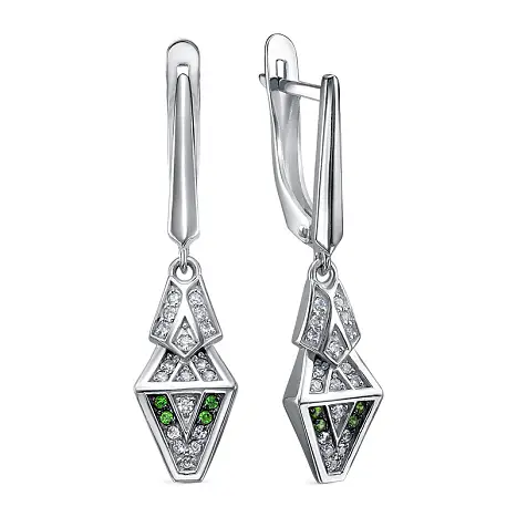 Серьги подвесные из серебра