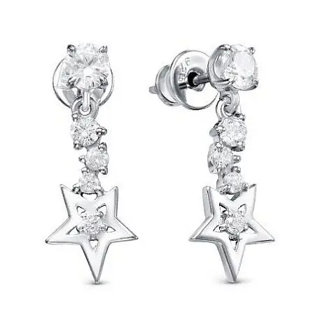 Серьги подвесные из серебра