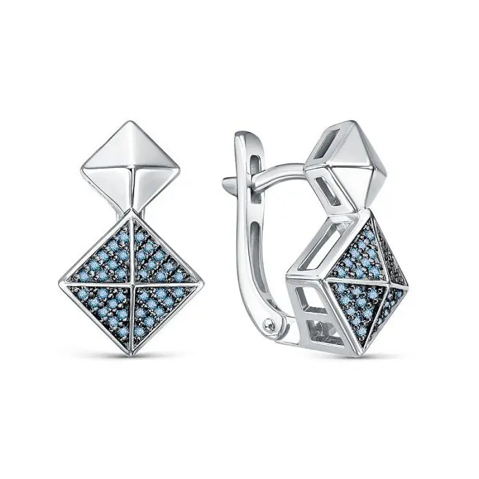 Серьги с английским замком из белого золота