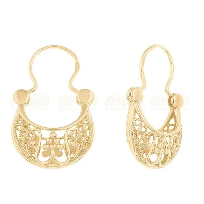 Серьги петельки из красного золота