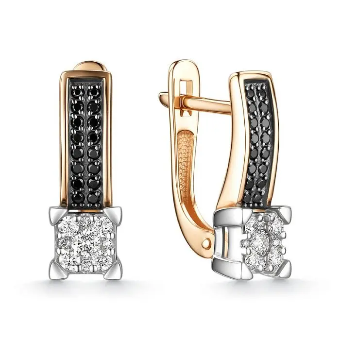 Серьги с английским замком из комбинированного золота Серьги с английским замком из комбинированного золота