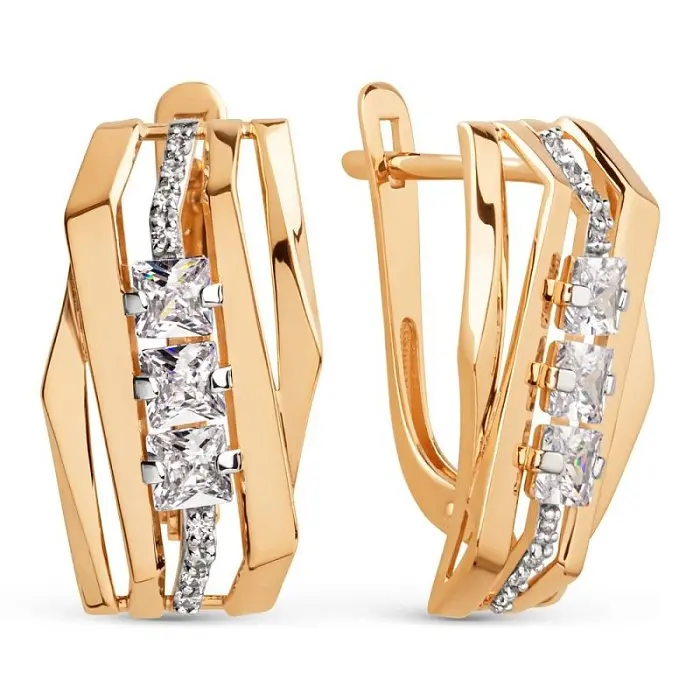 Серьги с английским замком из красного золота