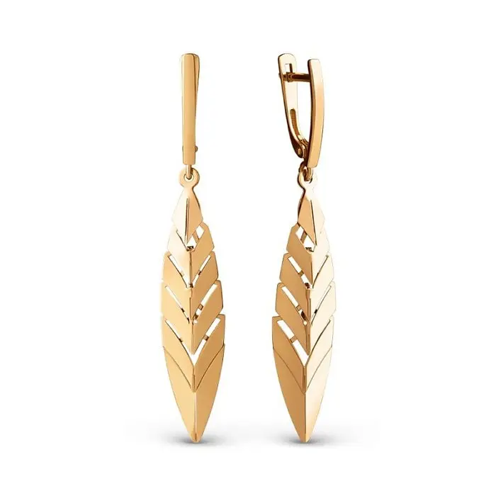 Серьги подвесные из красного золота