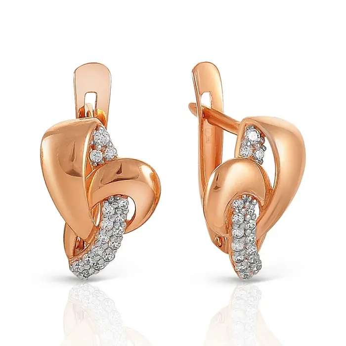 Серьги с английским замком из красного золота