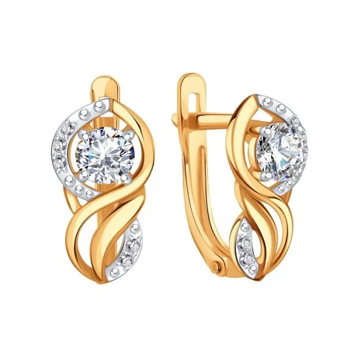 Серьги с английским замком из красного золота