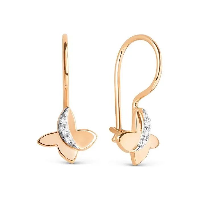 Серьги детские из красного золота