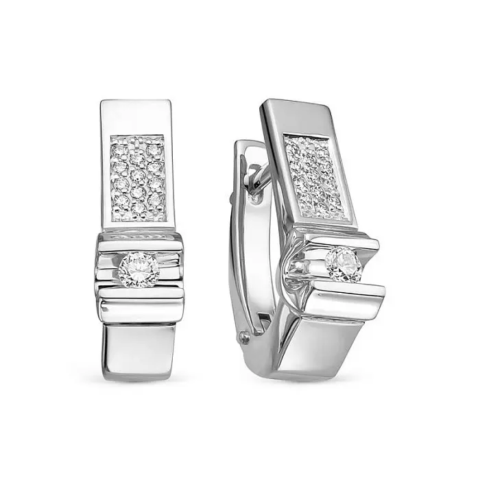 Серьги с английским замком из белого золота