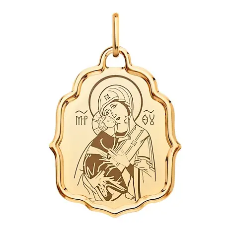Подвеска икона из красного золота