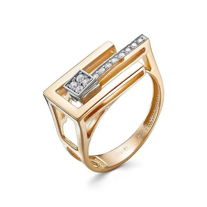 Кольцо декоративное из комбинированного золота вид 1