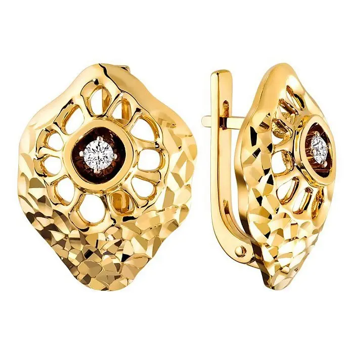 Серьги с английским замком из желтого золота