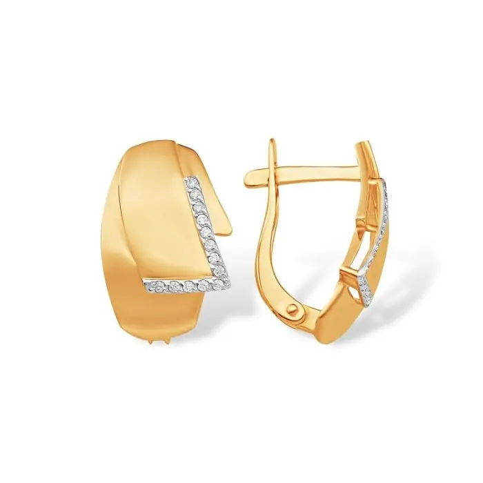 Серьги с английским замком из красного золота